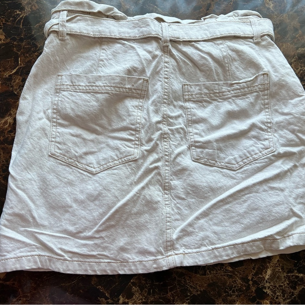 Free People Cream Denim Skirt